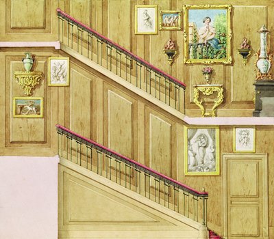 Design for a staircase at rue Fortunee, bought by Honore de Balzac in 1847, 1851 by M. Santi
